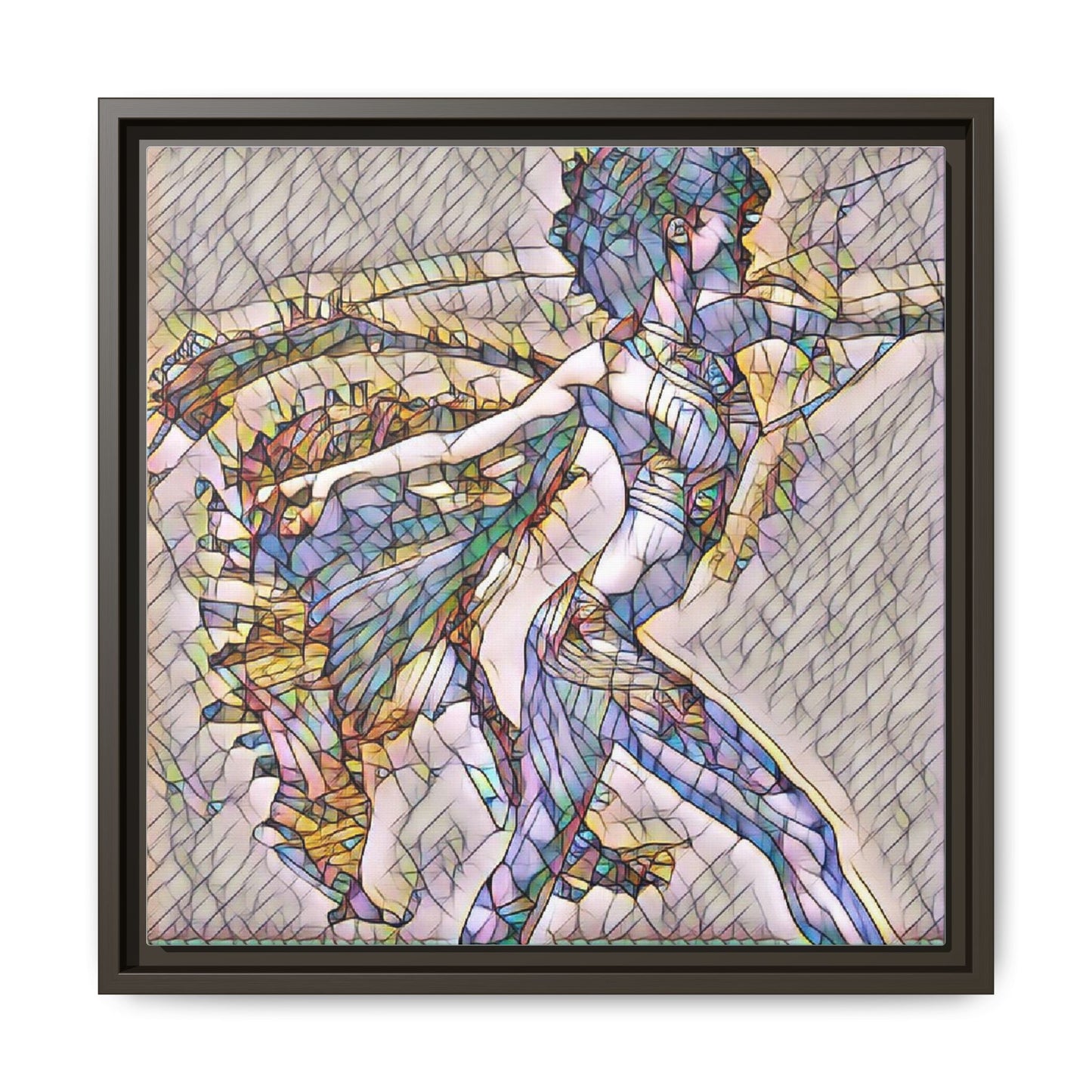 Abstract Stained-Glass Dancer Framed Canvas Art
