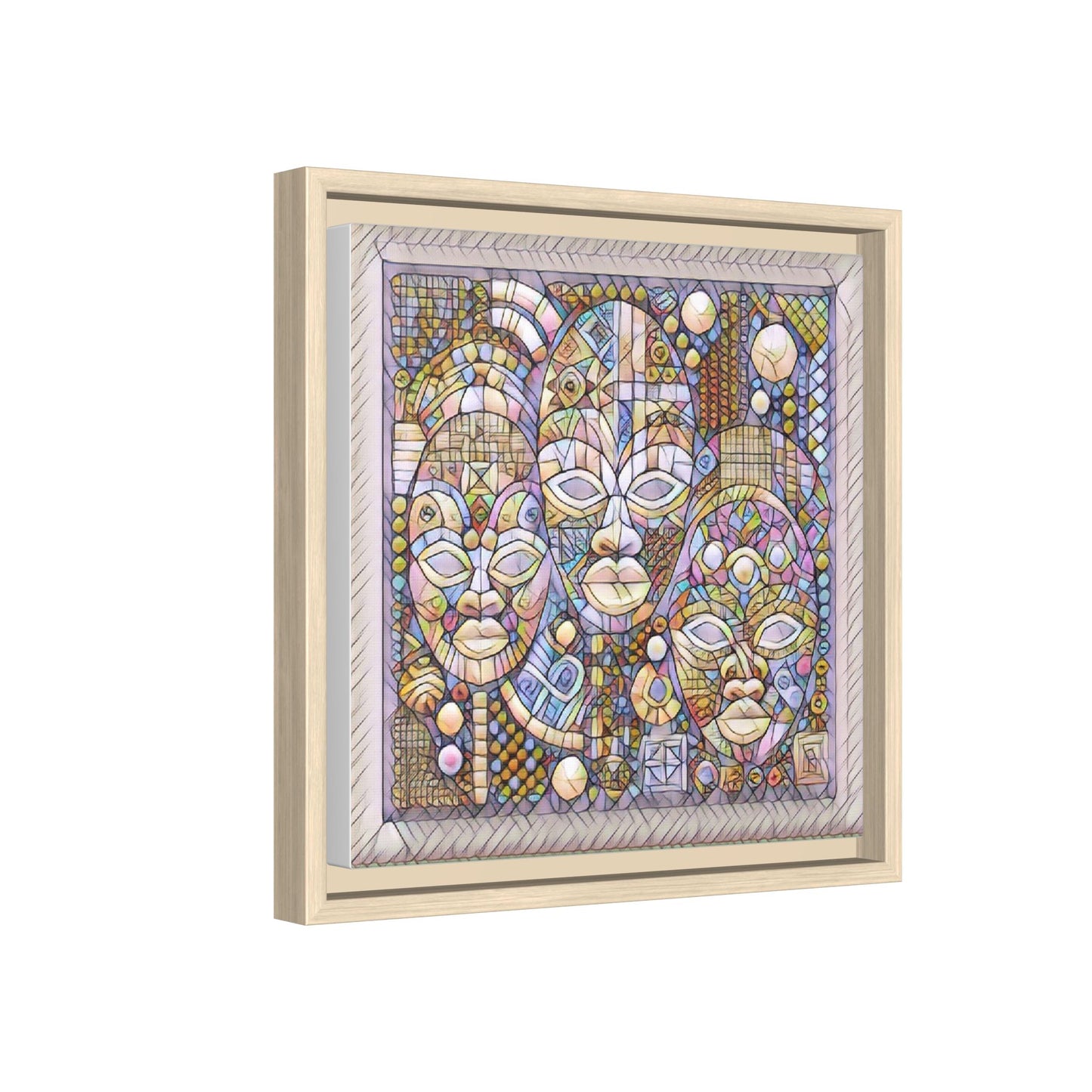 Abstract African Mask Art — Framed Matte Canvas Wall Art
