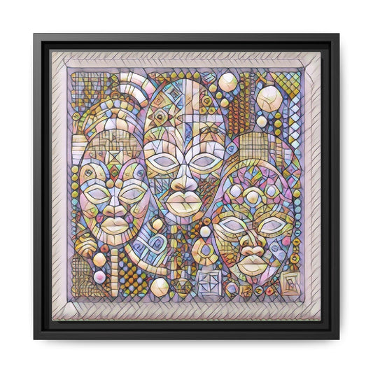 Abstract African Mask Art — Framed Matte Canvas Wall Art