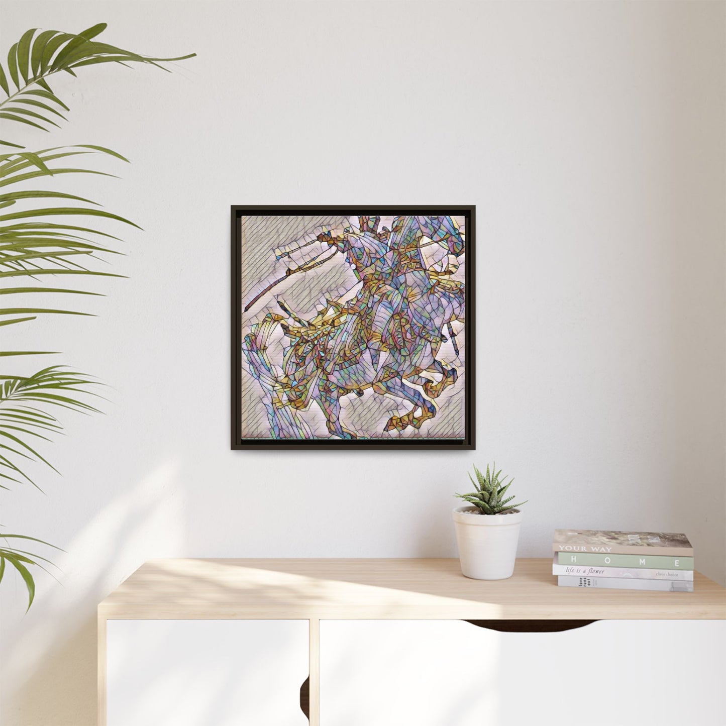 Framed Abstract Stained-Glass Horse Canvas