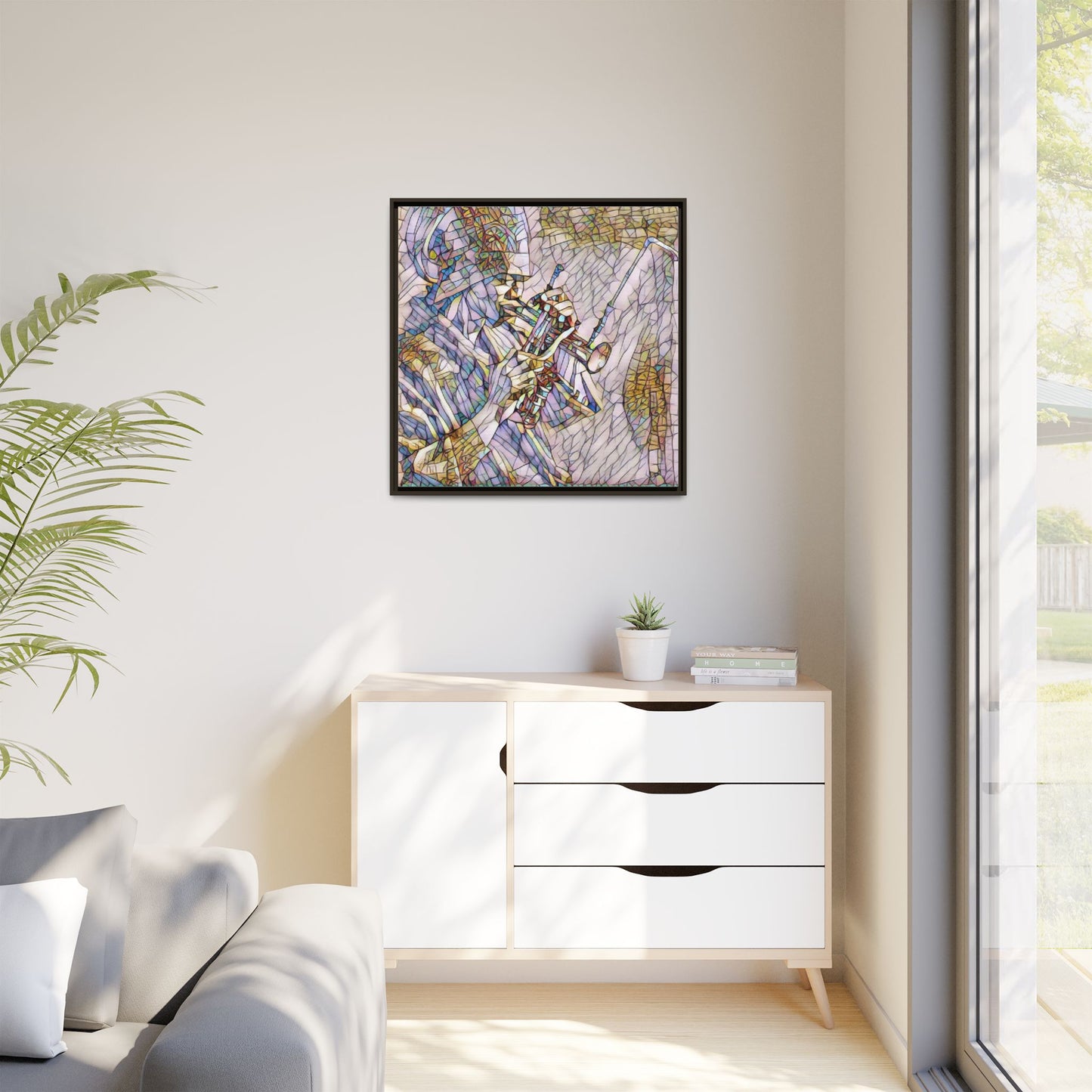 Framed Abstract Trumpet Player Matte Canvas Art