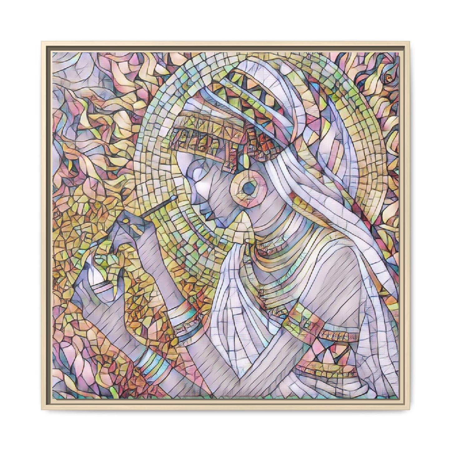 Egyptian Goddess Stained-Glass Matte Canvas (Framed)
