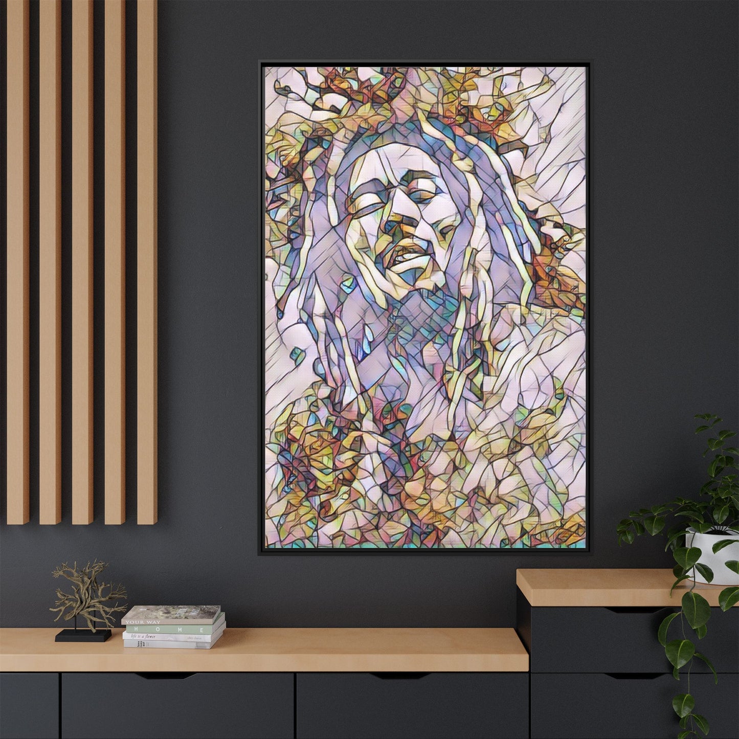 Abstract Multicolor Portrait Matte Canvas Framed Wall Art