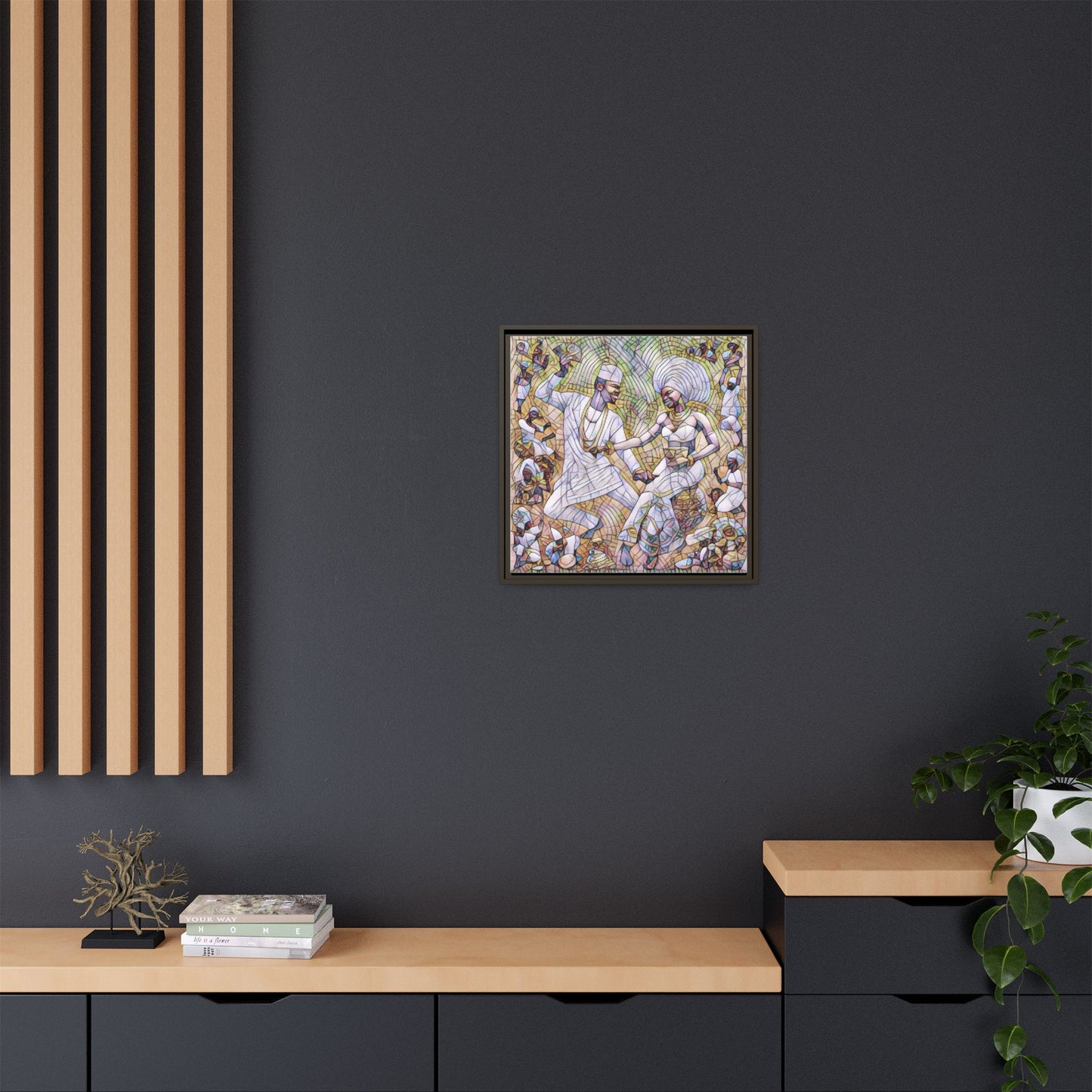Afrobeat Celebration Matte Framed Canvas — Vibrant Dancers Wall Art