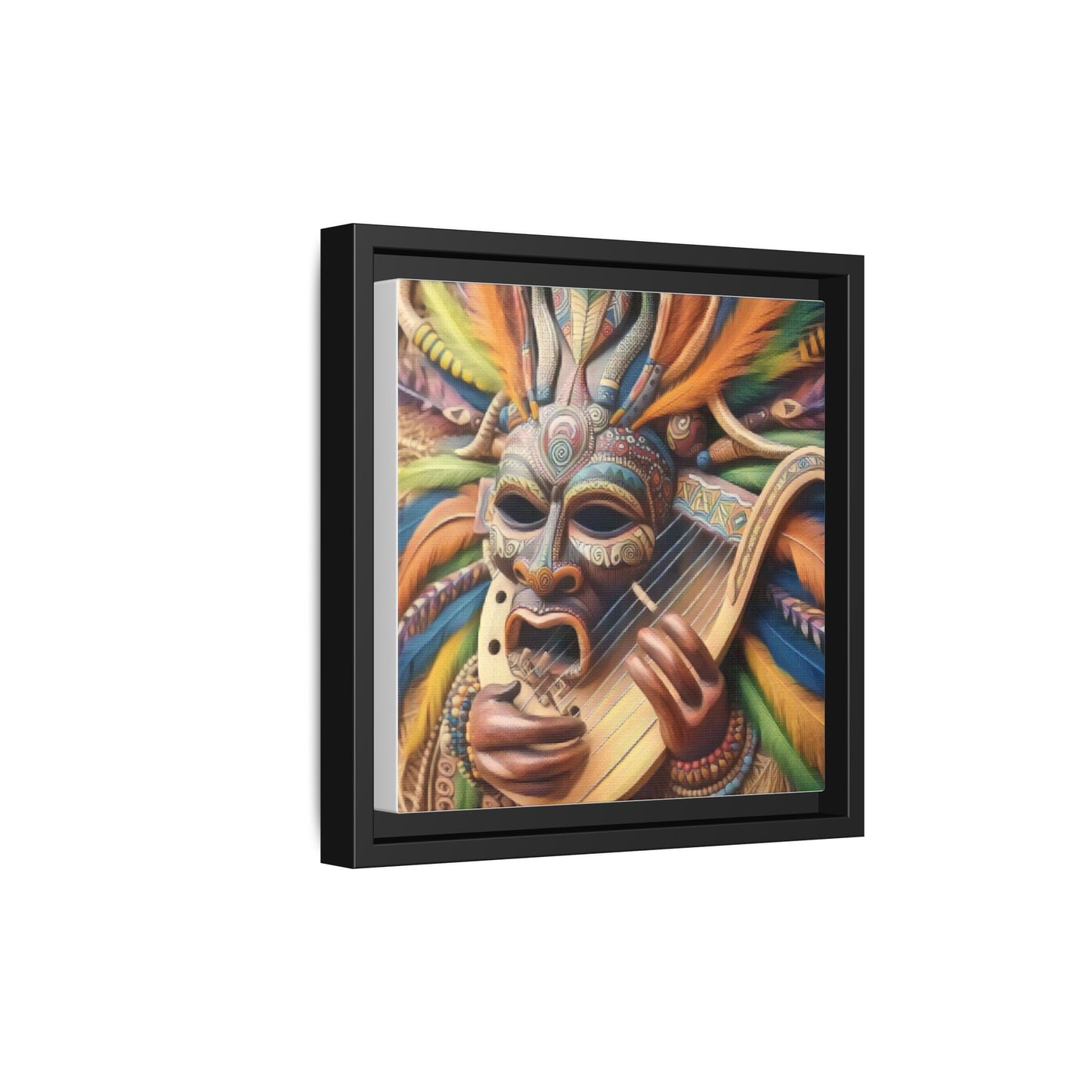 Colorful Tribal Mask Canvas — Framed Matte Wall Art