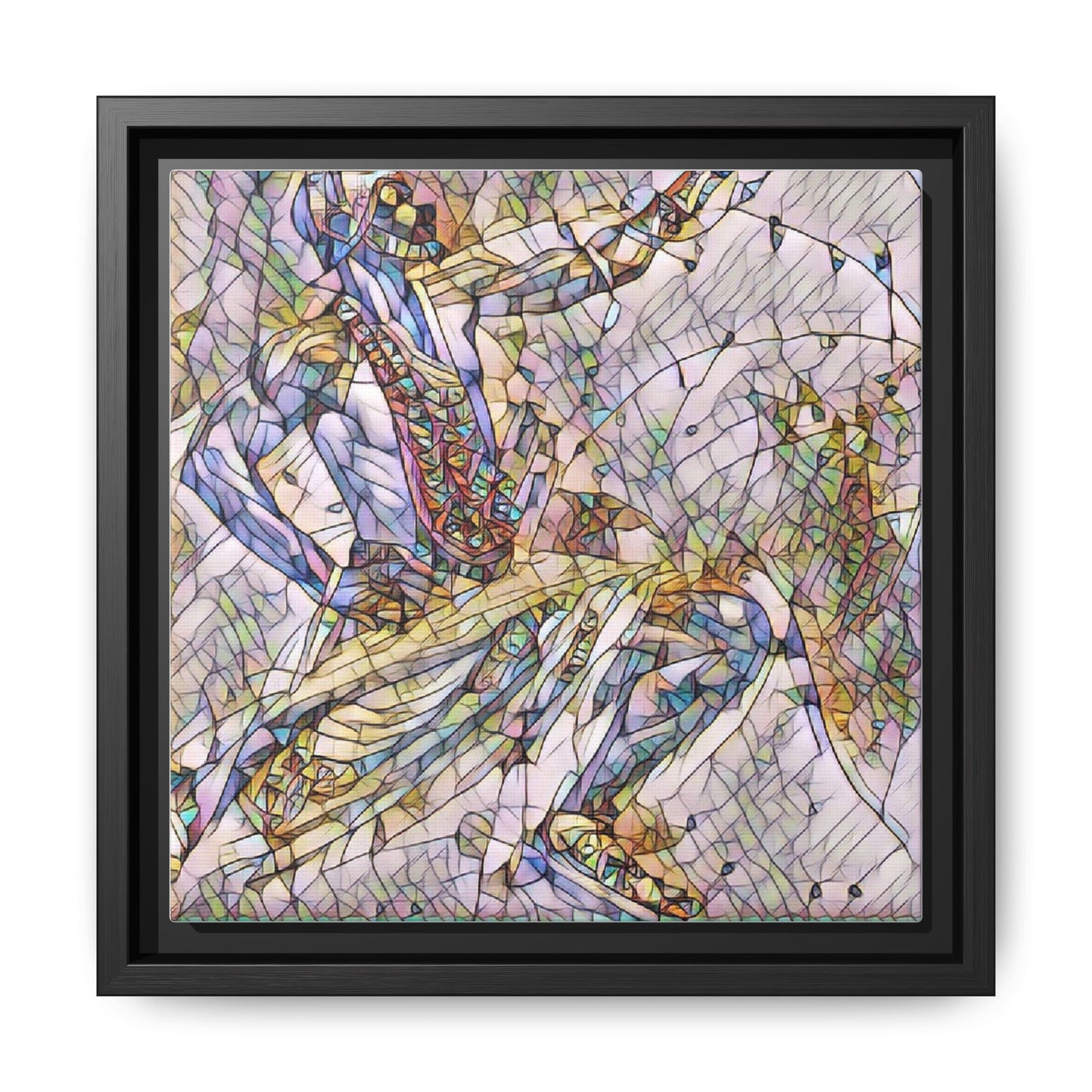 Abstract Stained-Glass Dancers — Framed Matte Canvas Art