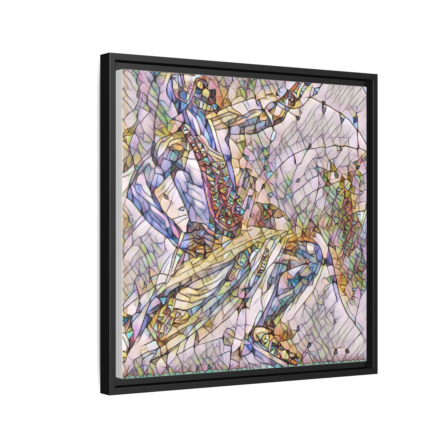 Abstract Stained-Glass Dancers — Framed Matte Canvas Art