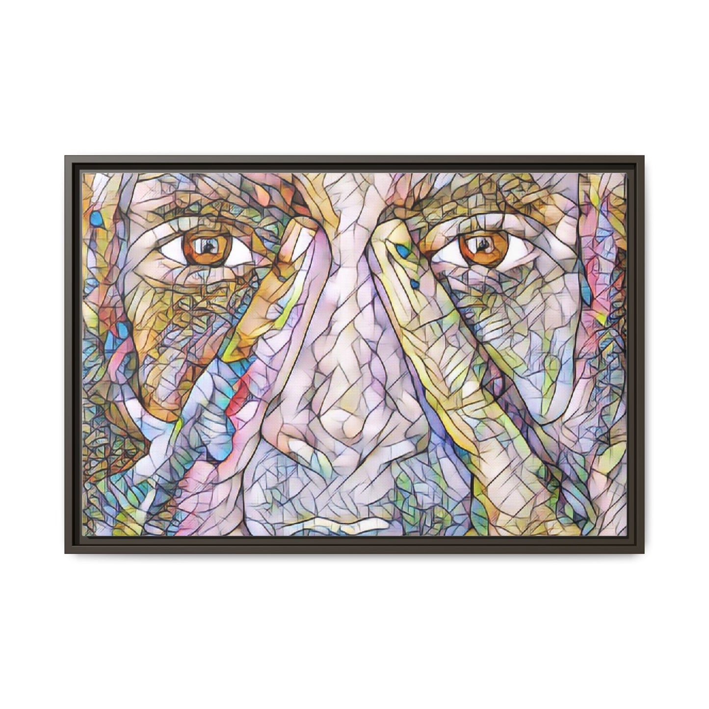 Abstract Stained-Glass Face Matte Canvas Framed Wall Art