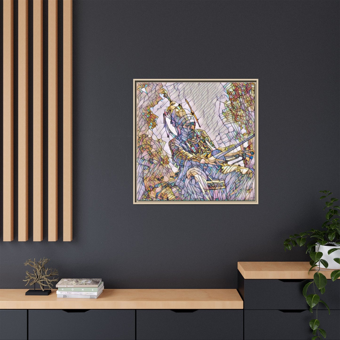 Framed Archery Canvas Print — Stained-Glass Archer Wall Art