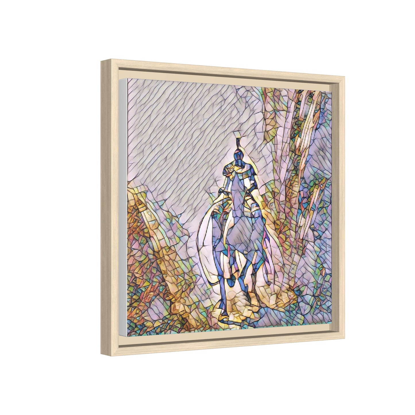 Stained-Glass Knight Matte Framed Canvas Wall Art