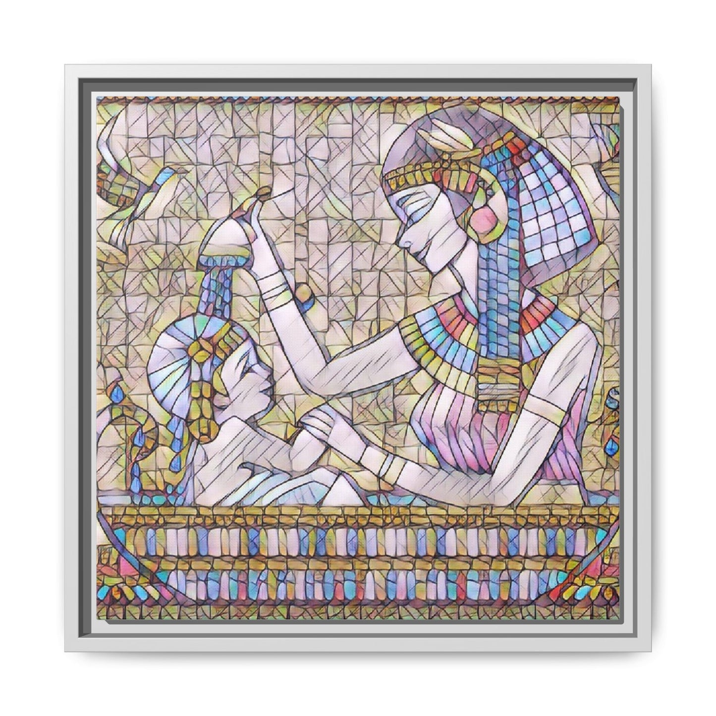 Egyptian Mosaic Mother & Child Framed Matte Canvas