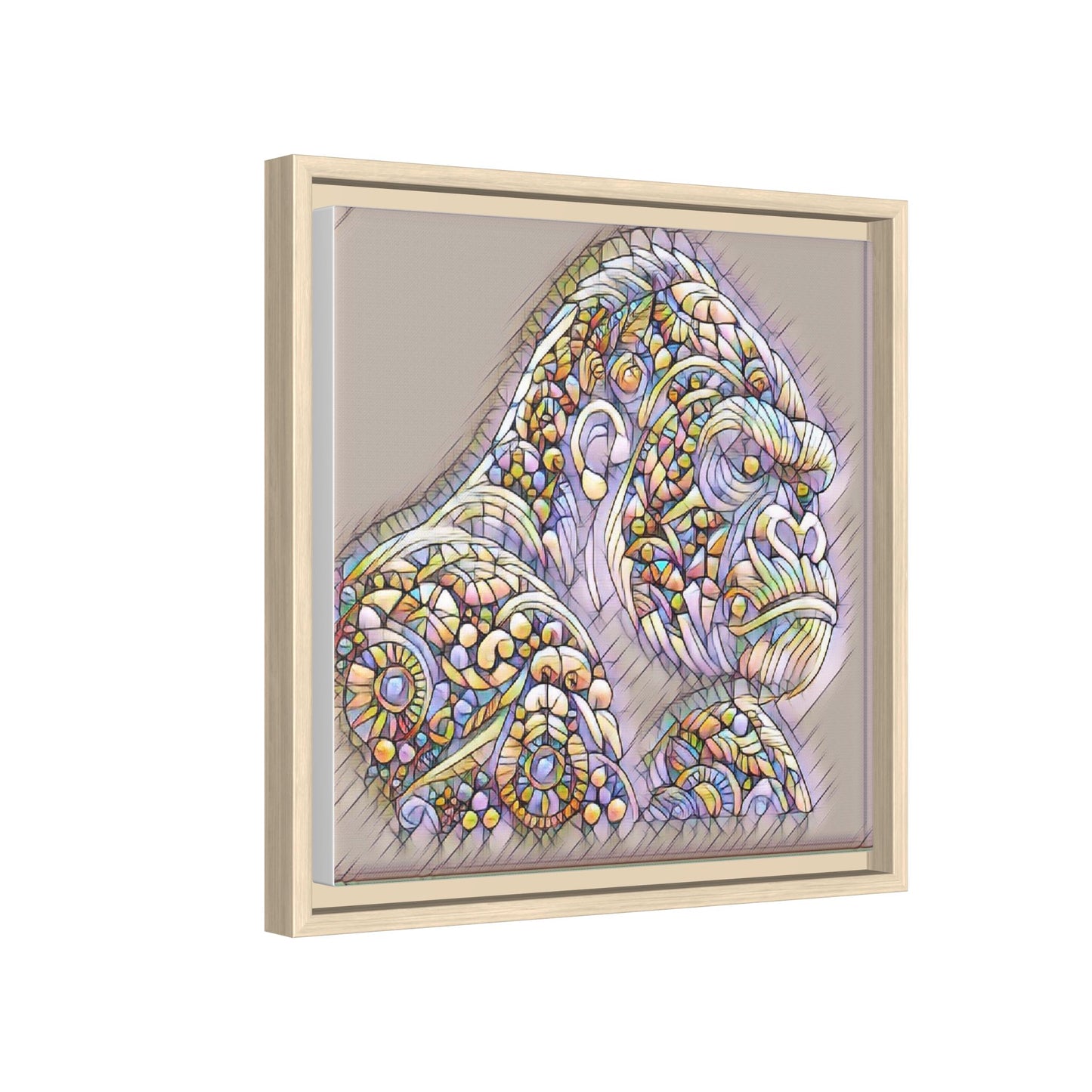Colorful Ornate Gorilla Matte Canvas Framed Wall Art