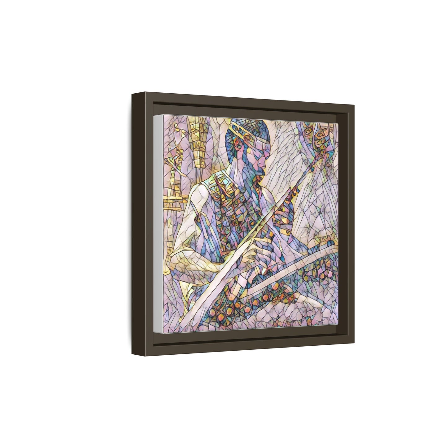 Framed Matte Canvas — Abstract Musician Stained-Glass Art Print