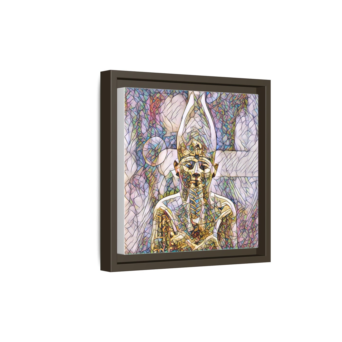 Egyptian Pharaoh Stained-Glass Style Matte Canvas Print, Framed