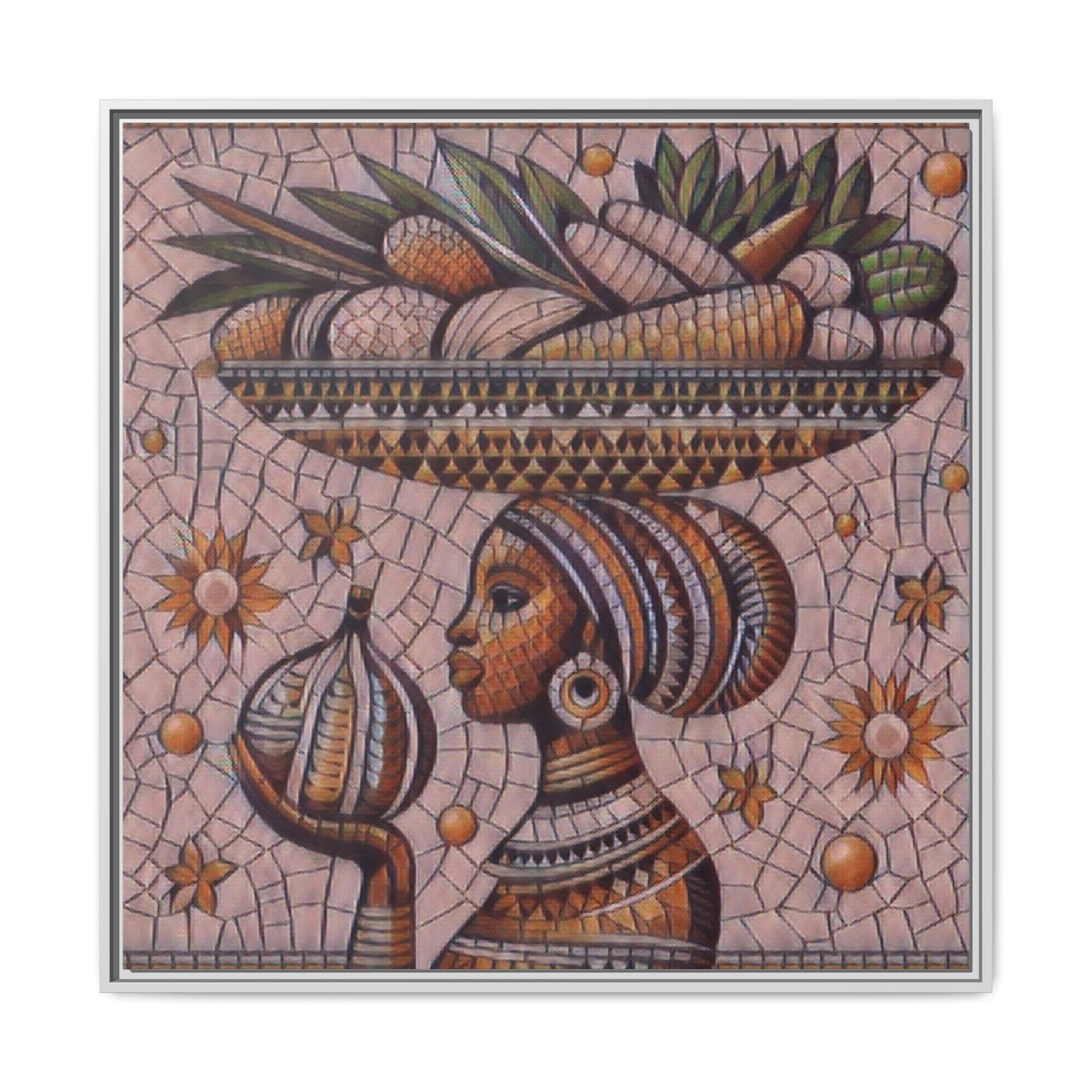 Egyptian Mosaic Goddess Matte Framed Canvas Wall Art
