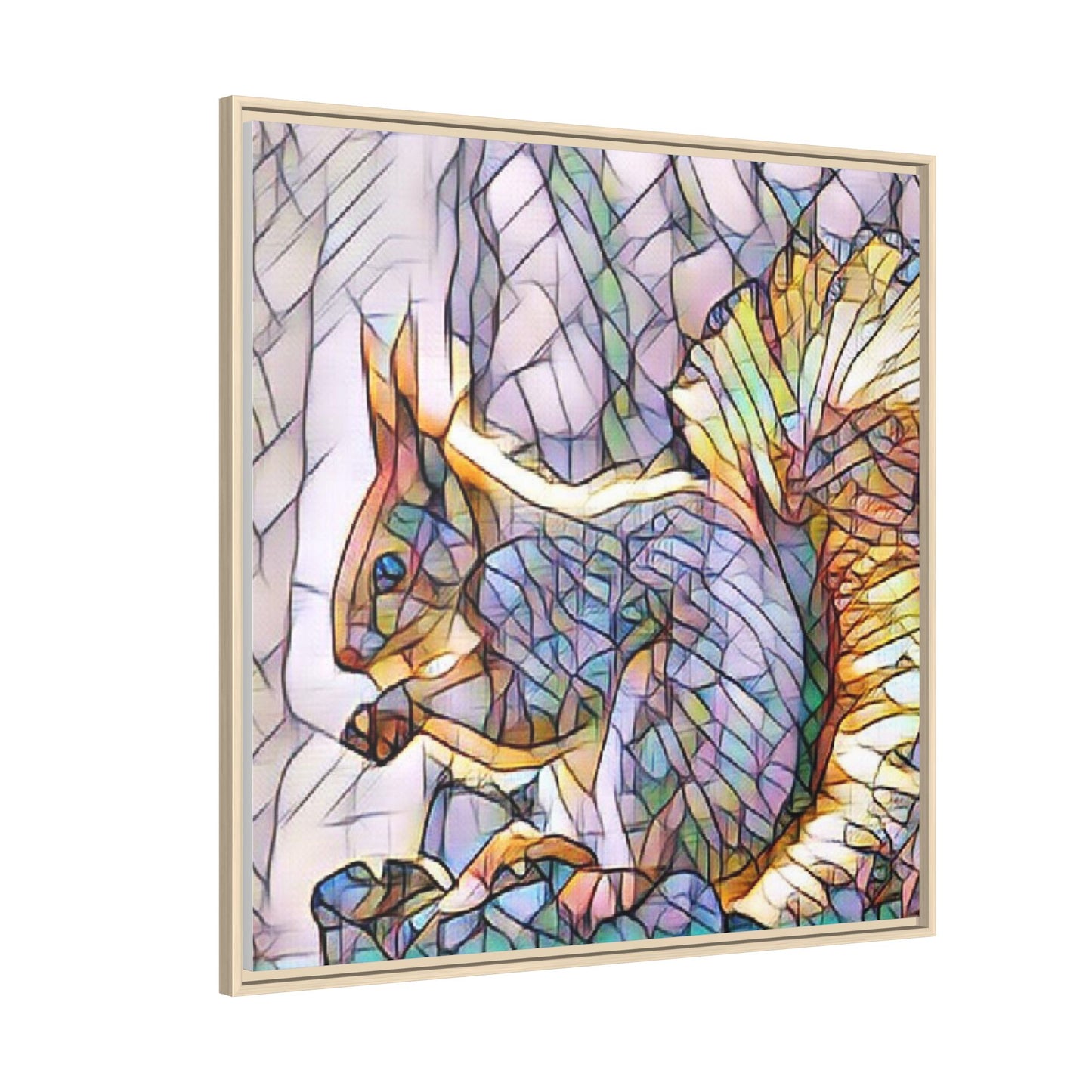 Framed Squirrel Mosaic Matte Canvas Wall Art