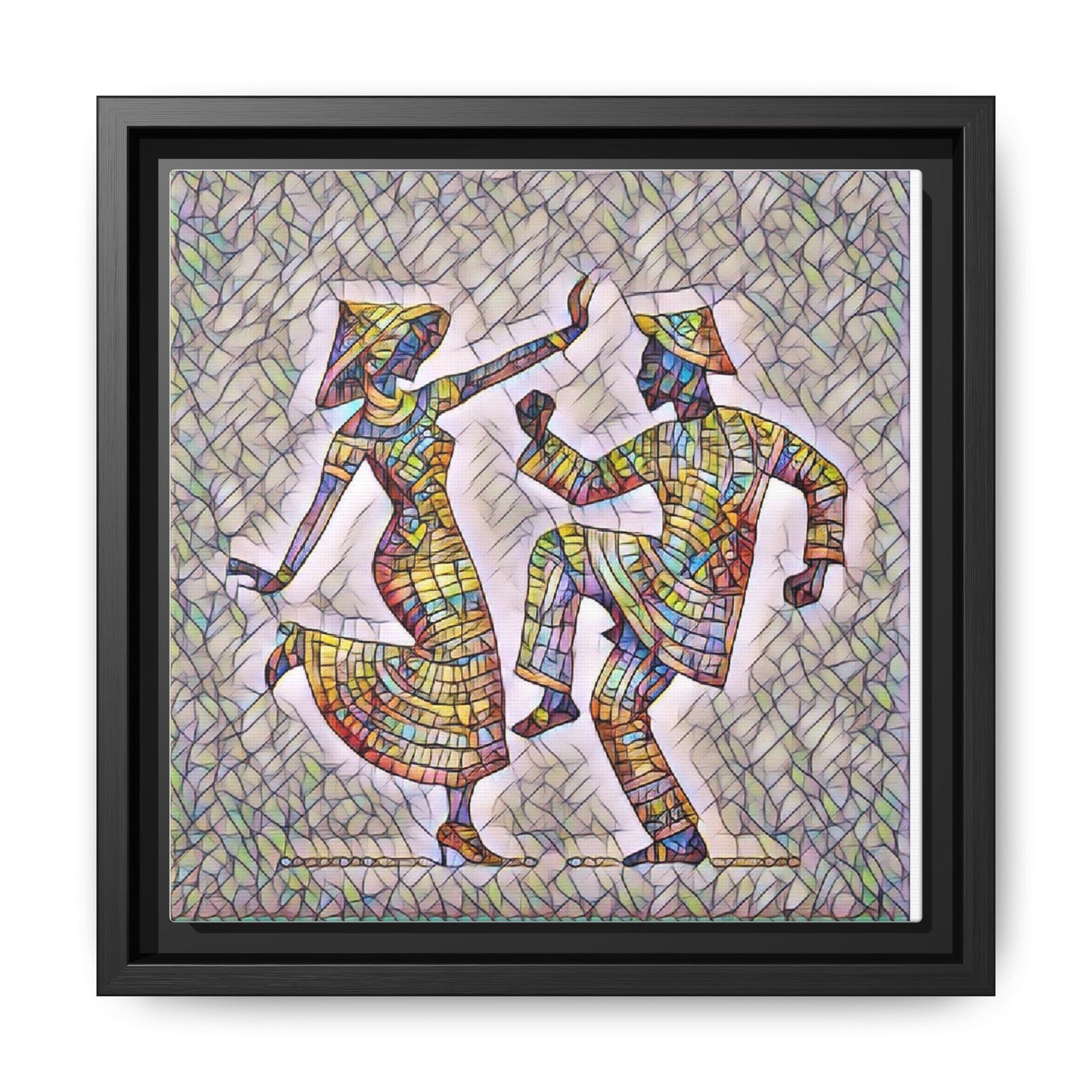 Colorful Folk Dance Matte Canvas Print (Framed)