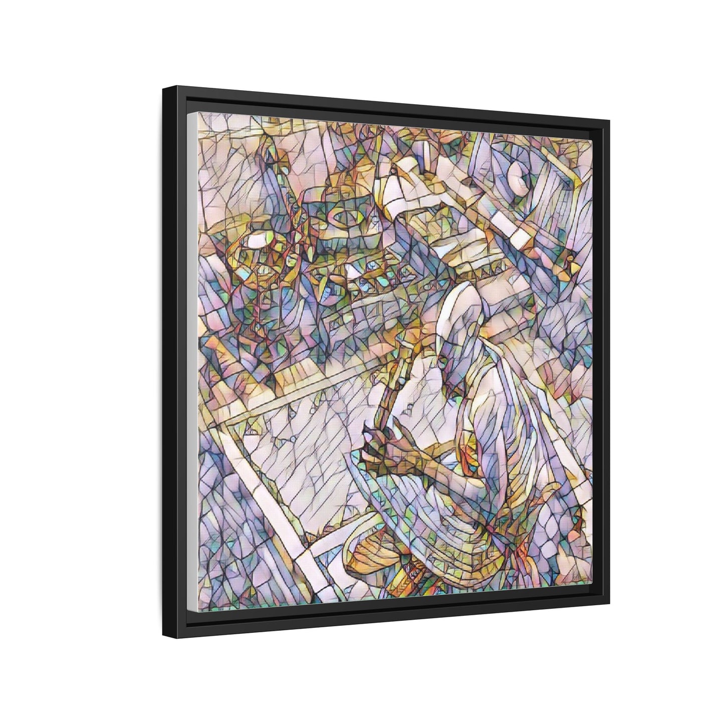 Stained-Glass DJ Matte Canvas Print (Framed) — Colorful Music Room Wall Art