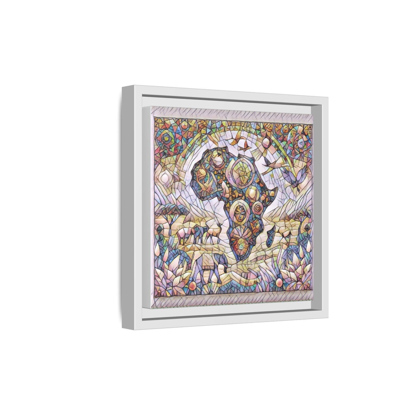 Abstract Mosaic Africa Framed Canvas — Colorful Stained-Glass Wall Art
