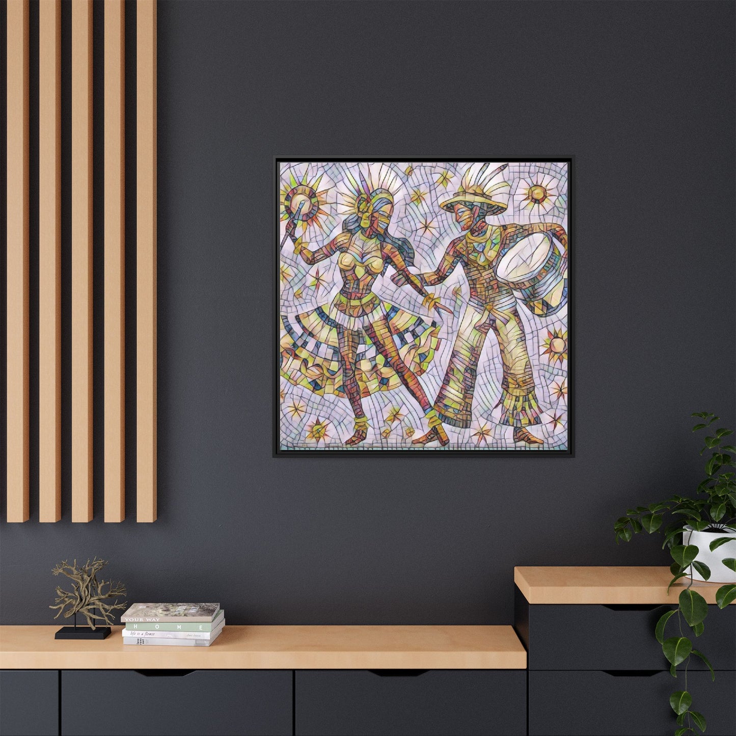 Carnival Dancers Framed Canvas Art – Colorful Samba Couple Print
