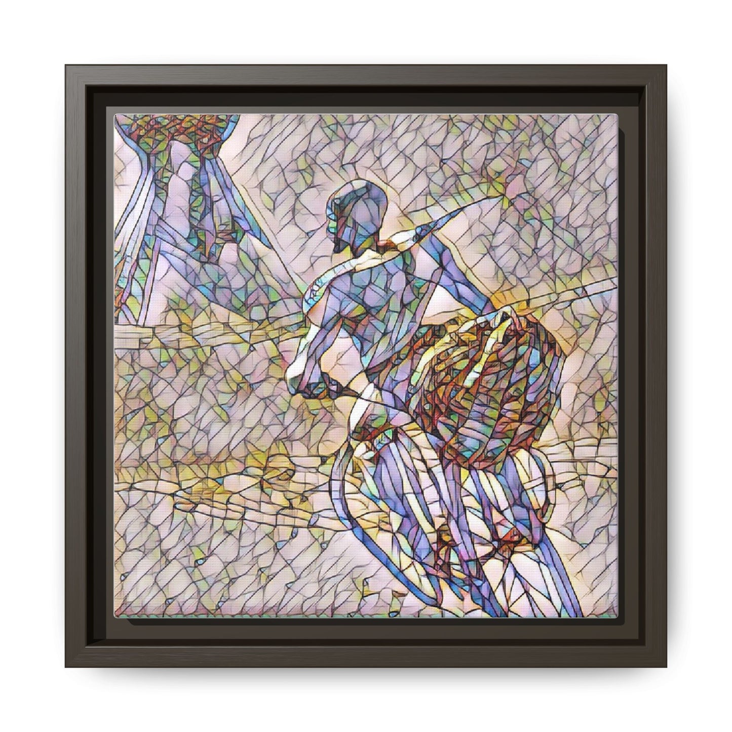 Abstract Stained-Glass Warrior Matte Framed Canvas