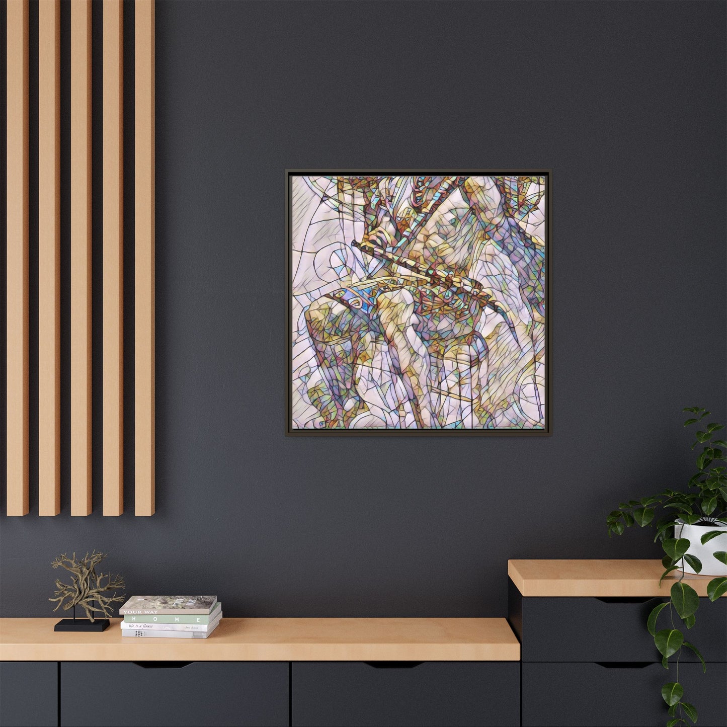 Framed Abstract Musician Canvas Art — Multi‑Color Jazz Saxophone Print
