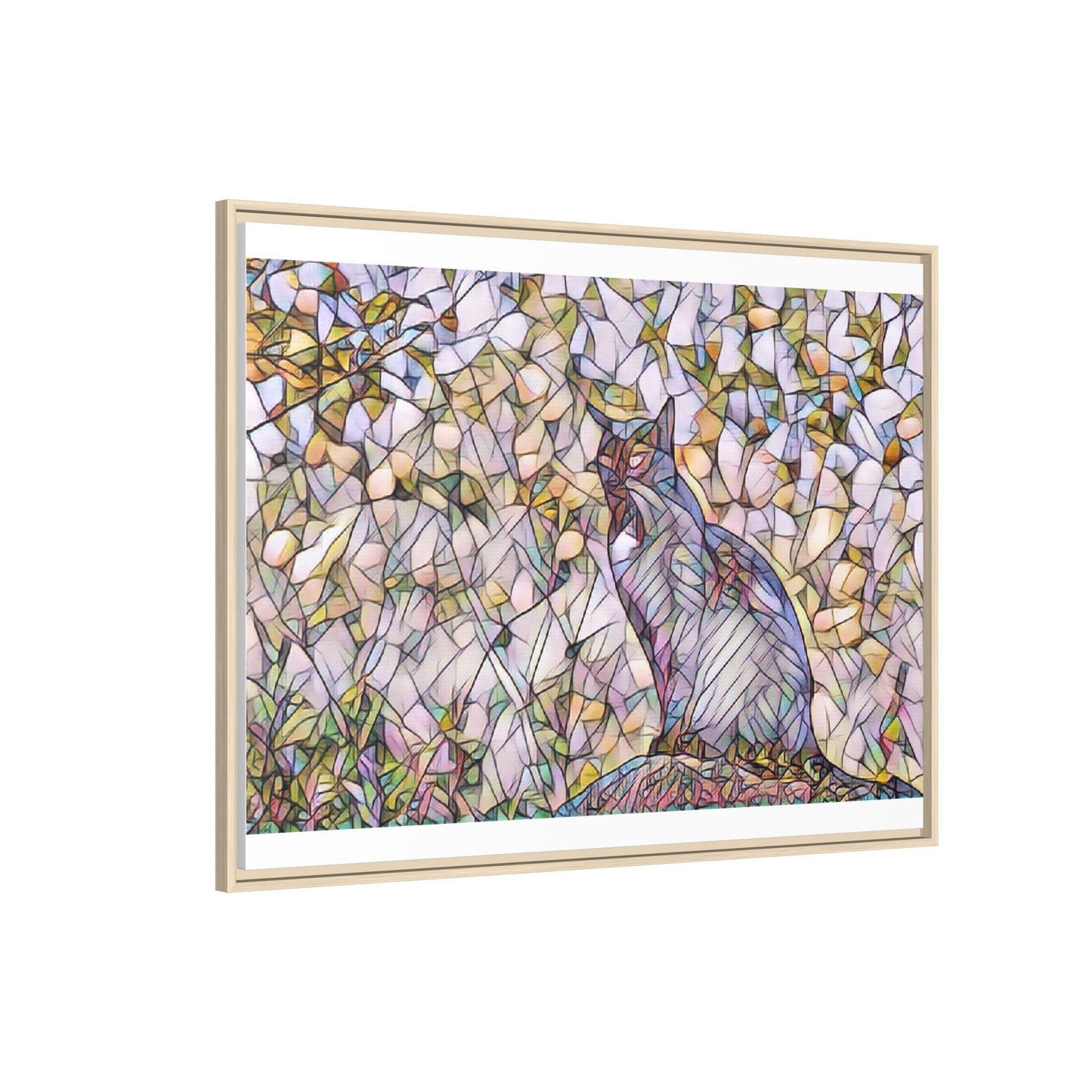 Framed Canvas Art - Stained Glass Heron Nature Print