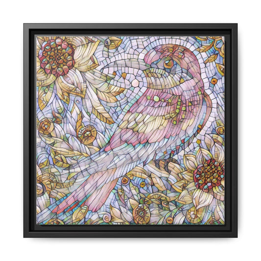 Framed Matte Canvas - Pastel Mosaic Bird Art