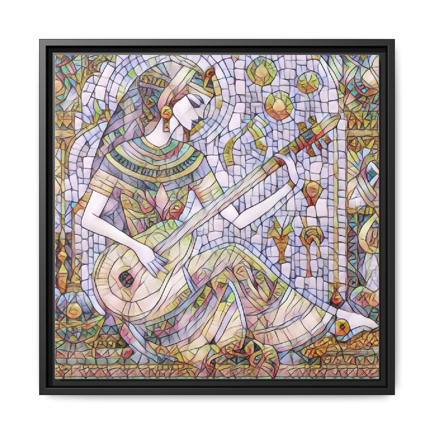Egyptian Muse Mosaic Matte Canvas Framed Wall Art