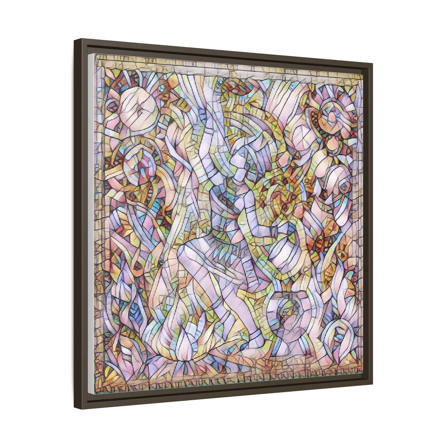 Abstract Stained Glass Dance Matte Framed Canvas