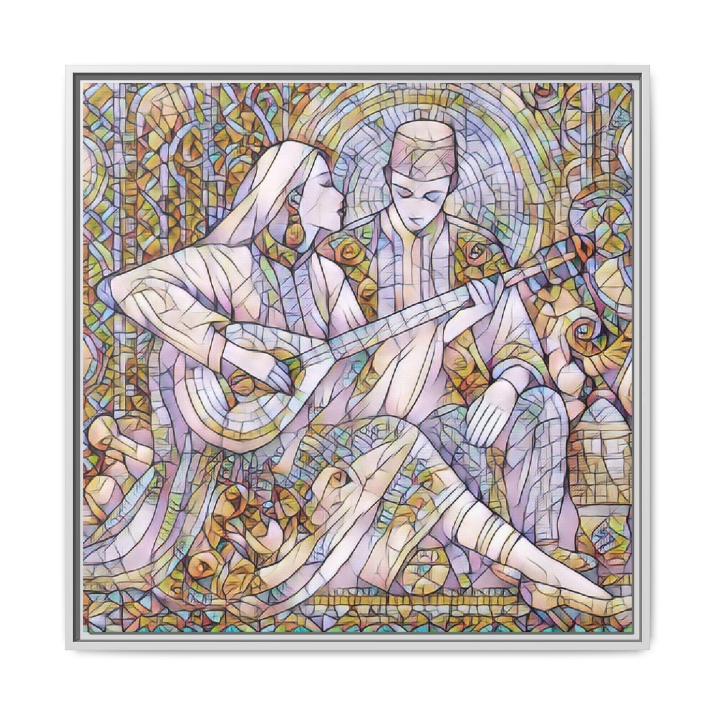 Love Song Serenade - Framed Canvas Wall Art | Guitar Player Romantic Print