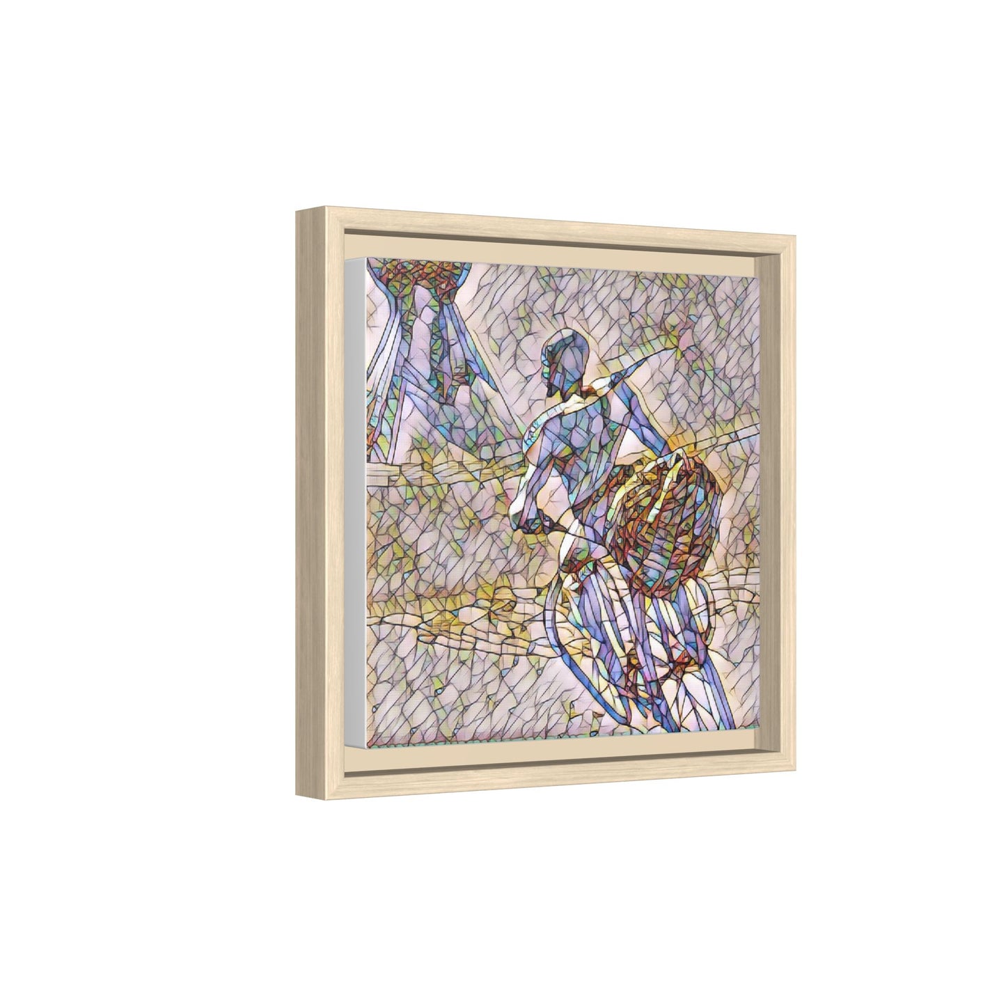 Abstract Stained-Glass Warrior Matte Framed Canvas