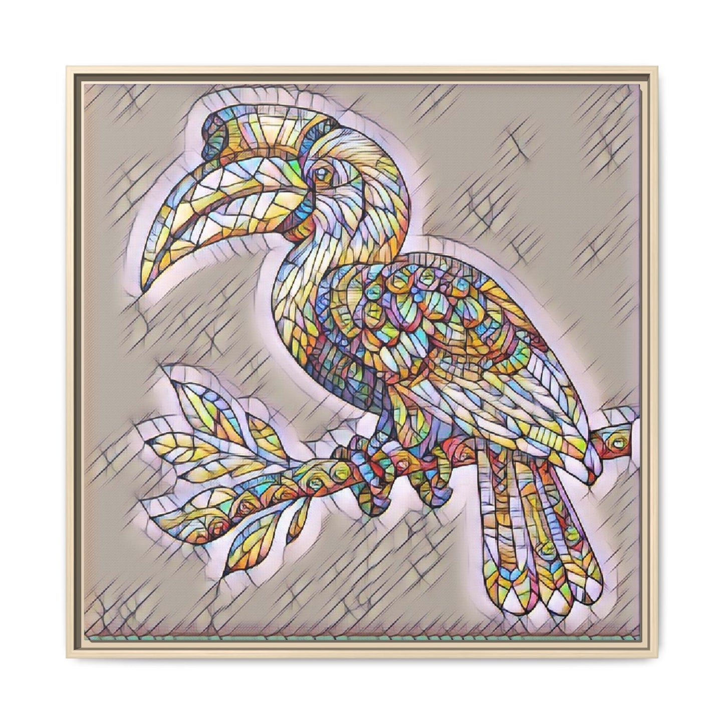 Colorful Stained Glass Toucan Matte Canvas Framed Wall Art