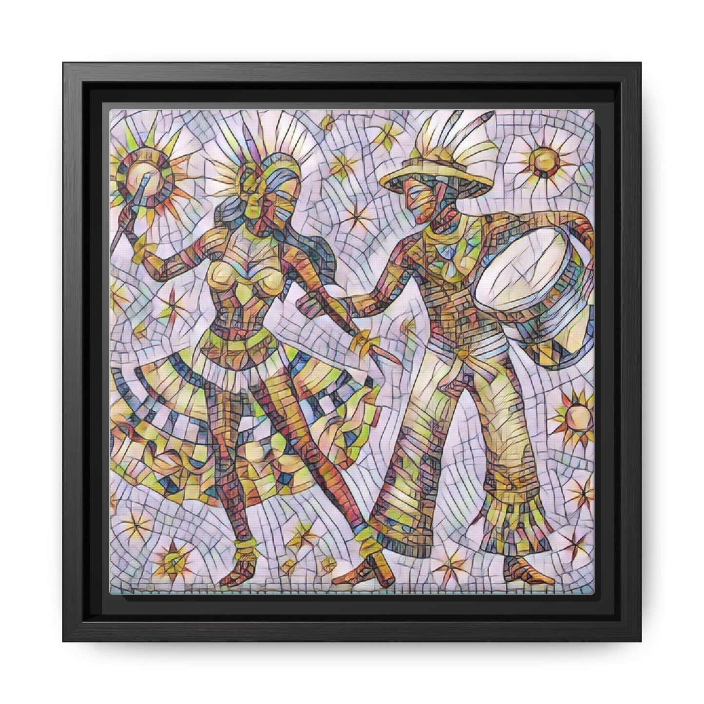 Carnival Dancers Framed Canvas Art – Colorful Samba Couple Print