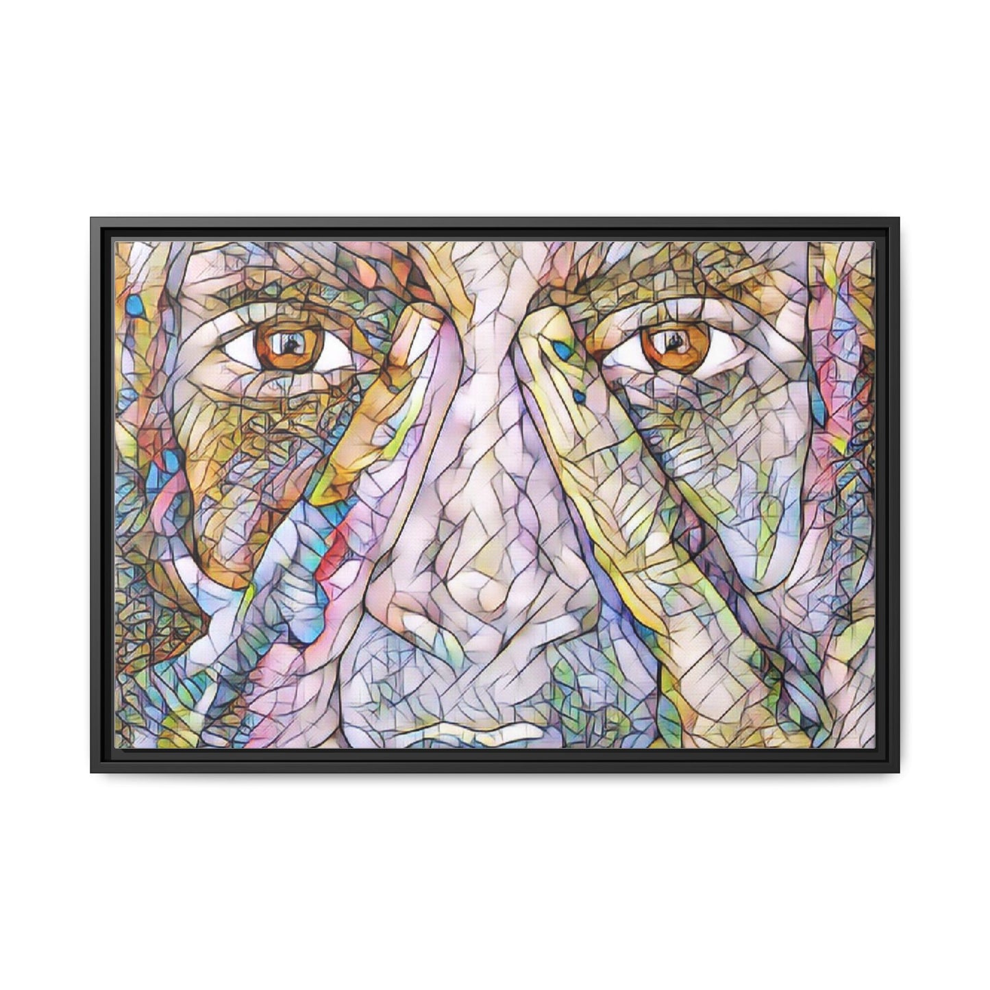 Abstract Stained-Glass Face Matte Canvas Framed Wall Art