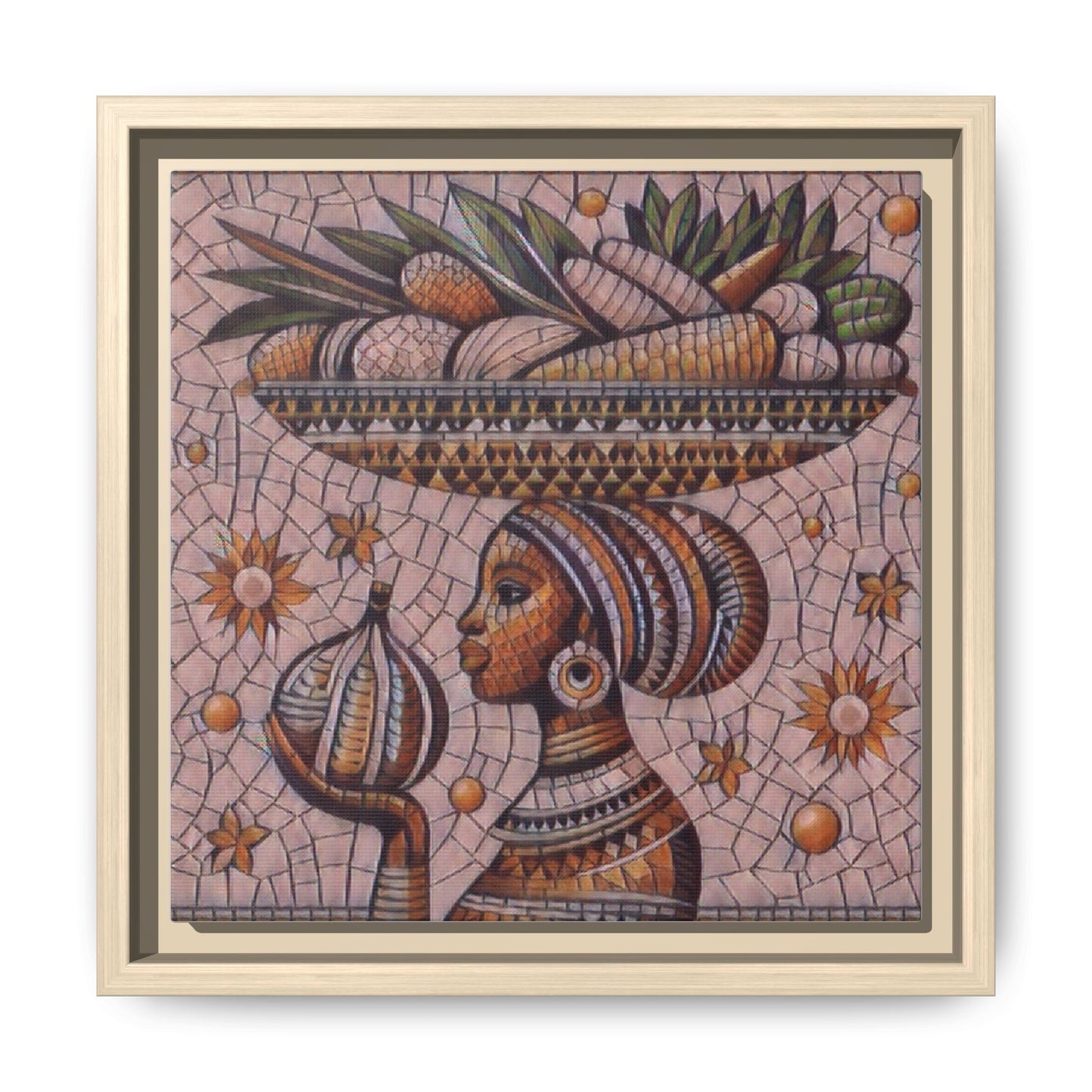 Egyptian Mosaic Goddess Matte Framed Canvas Wall Art