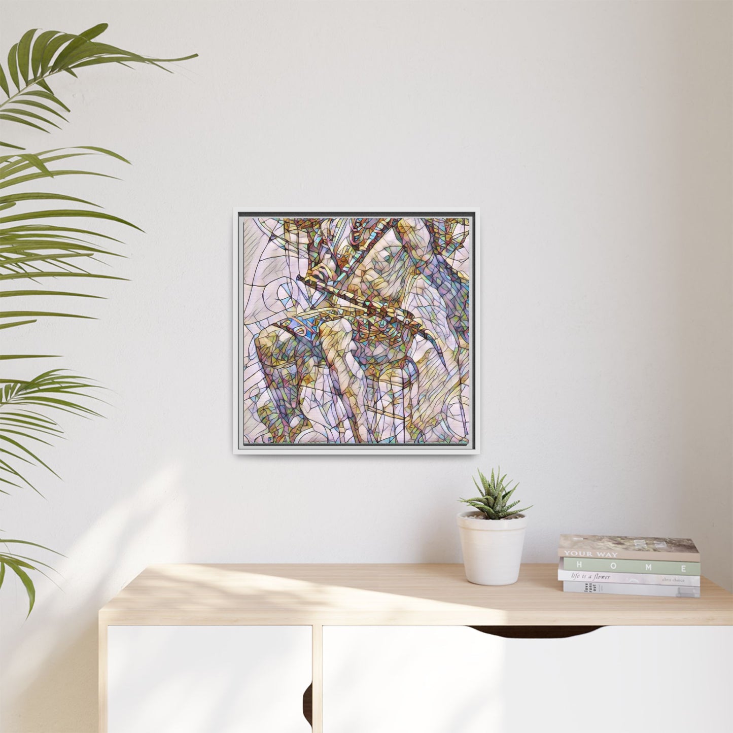 Framed Abstract Musician Canvas Art — Multi‑Color Jazz Saxophone Print
