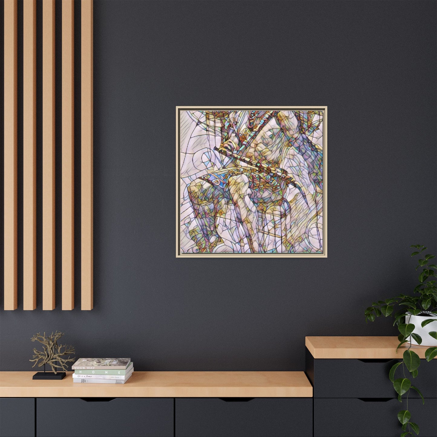 Framed Abstract Musician Canvas Art — Multi‑Color Jazz Saxophone Print