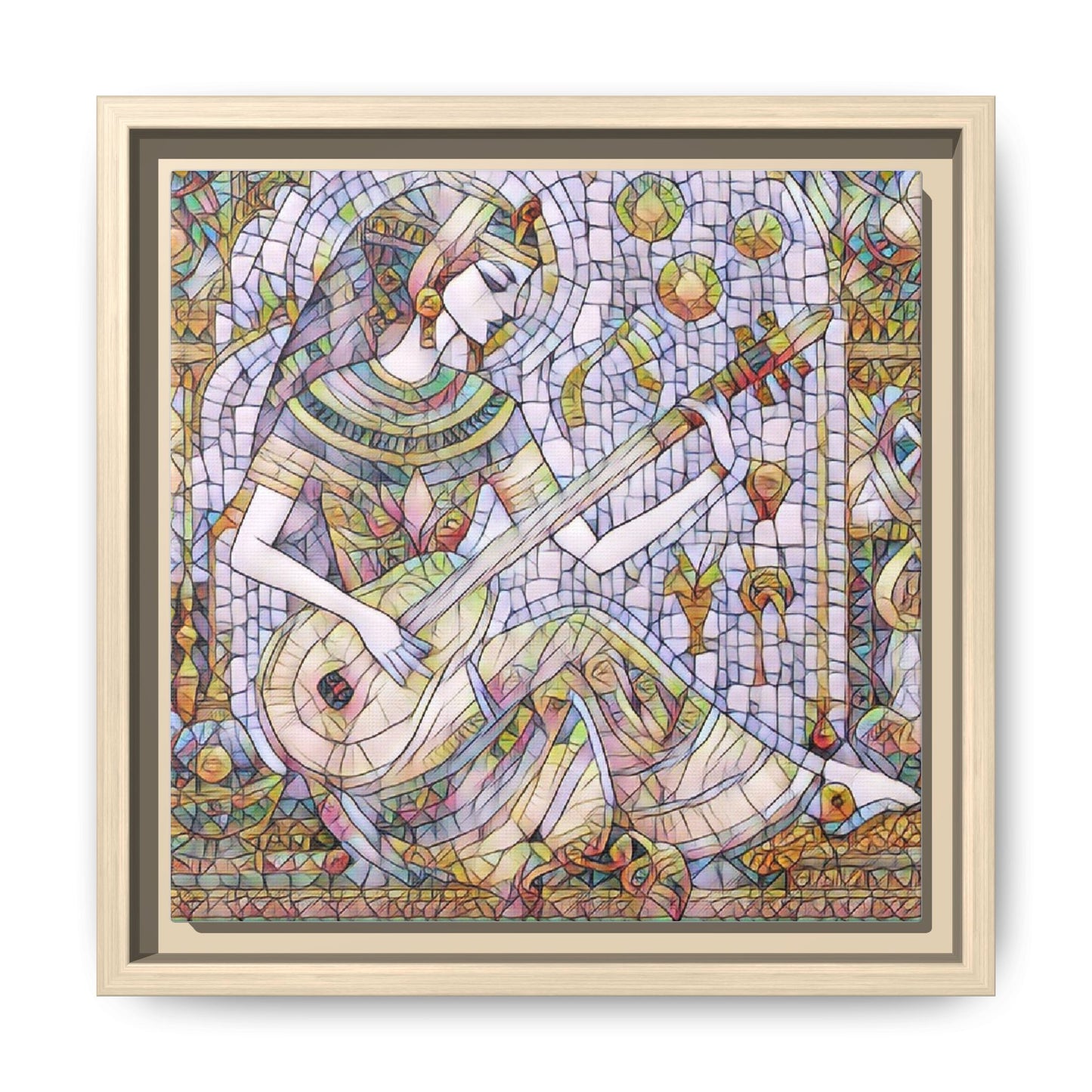 Egyptian Muse Mosaic Matte Canvas Framed Wall Art