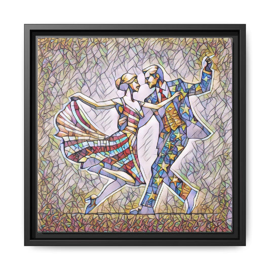 Framed Canvas Dance Wall Art — Colorful Stylized Dancing Couple