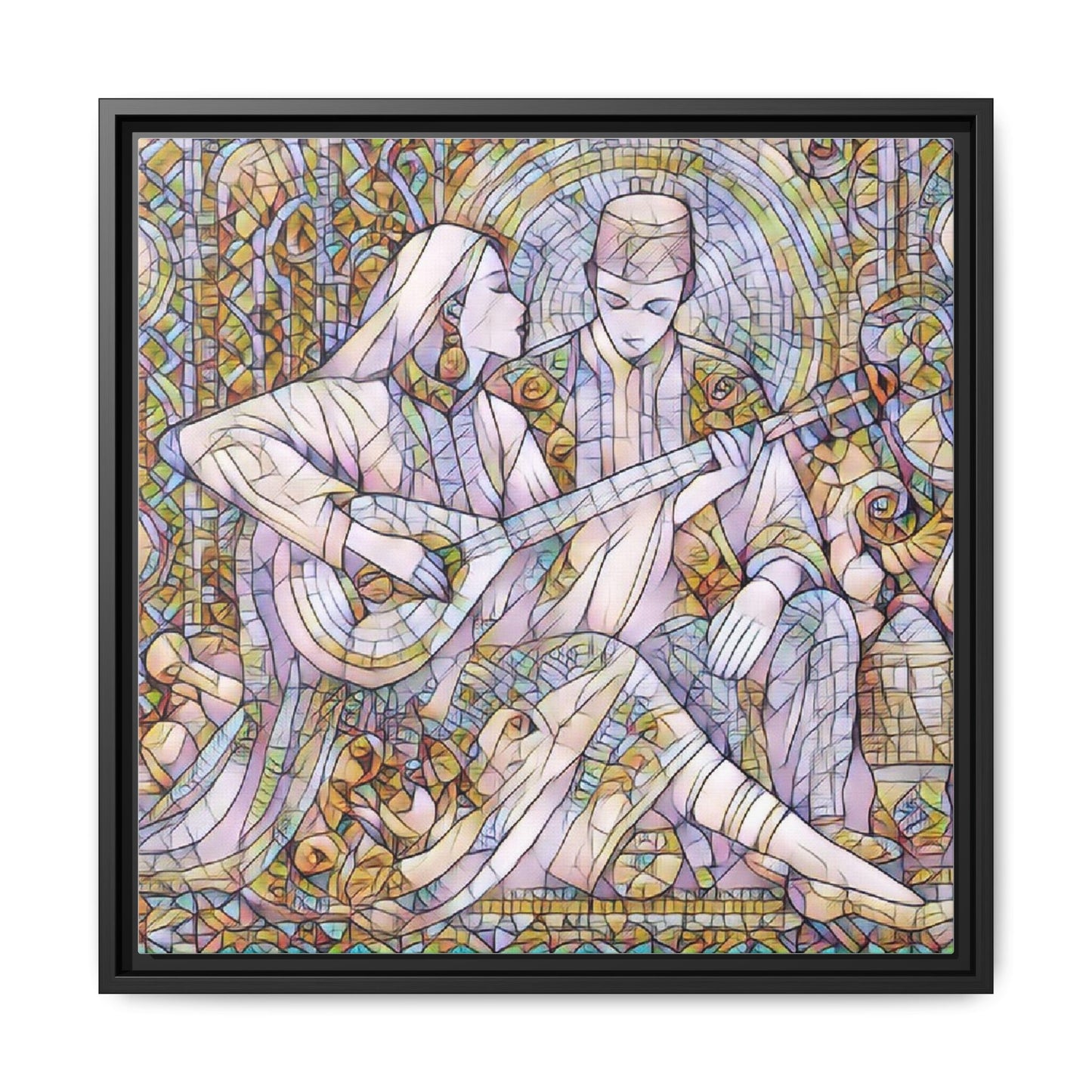 Love Song Serenade - Framed Canvas Wall Art | Guitar Player Romantic Print
