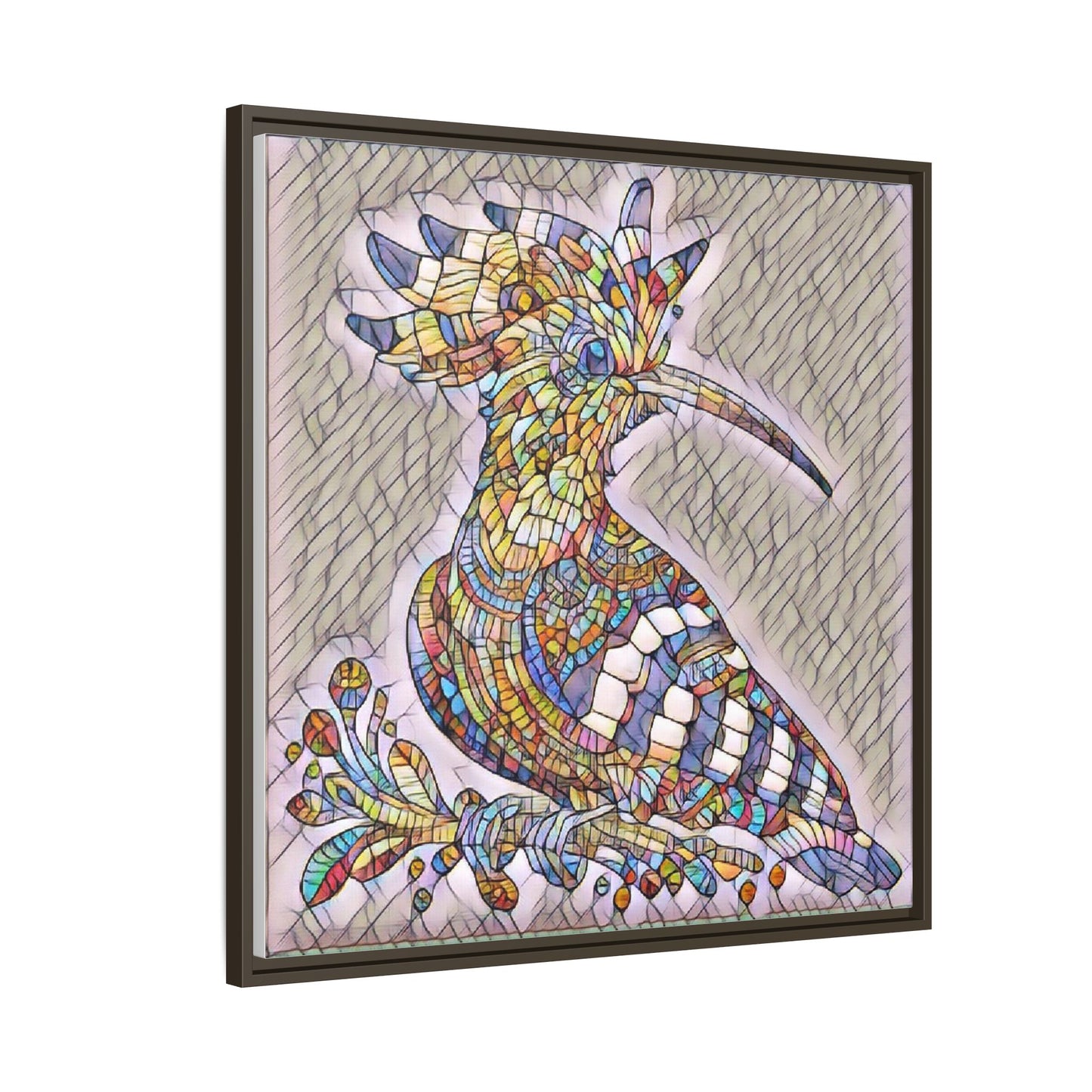 Colorful Mosaic Bird Matte Framed Canvas Wall Art