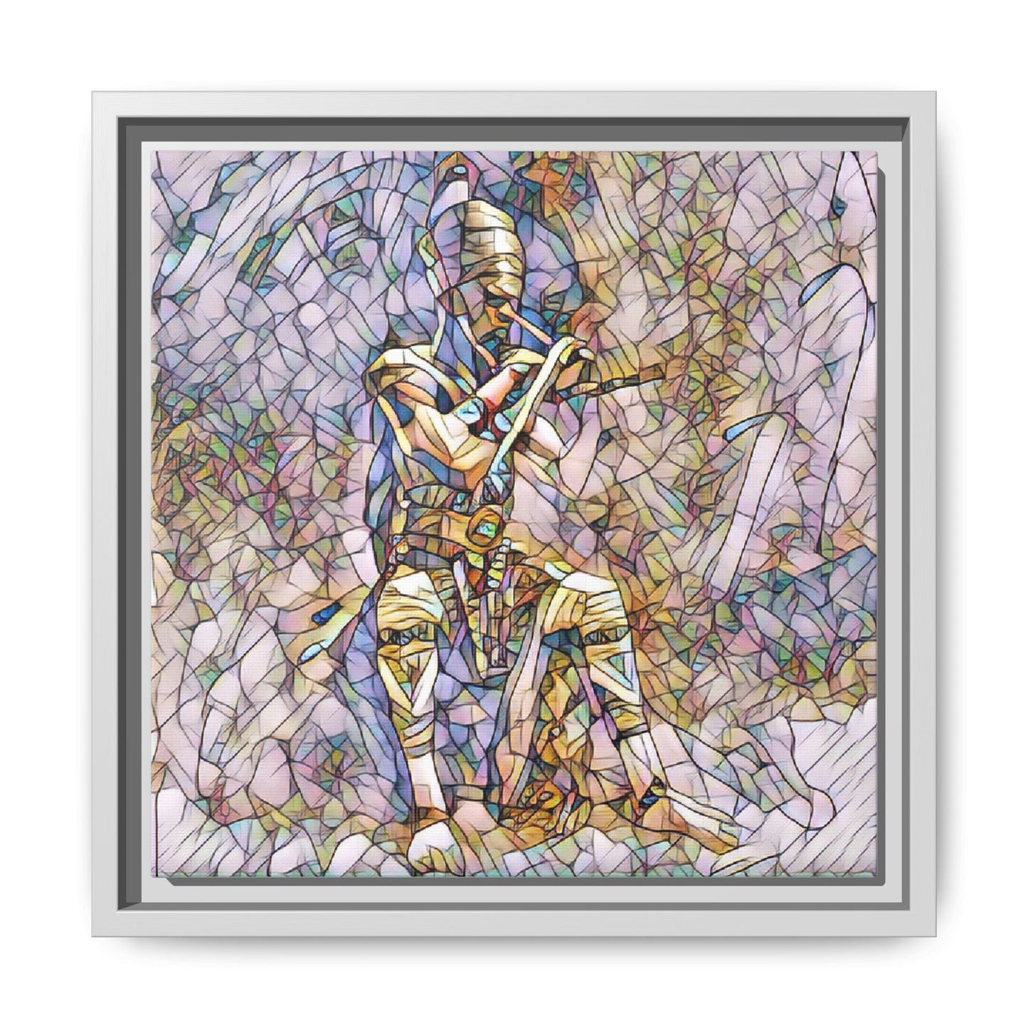 Framed Matte Canvas - Stained Glass Knight Artwork