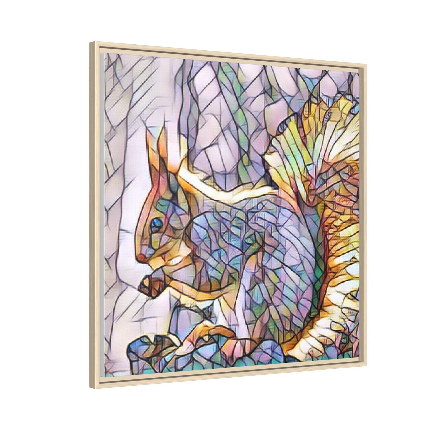 Framed Squirrel Mosaic Matte Canvas Wall Art