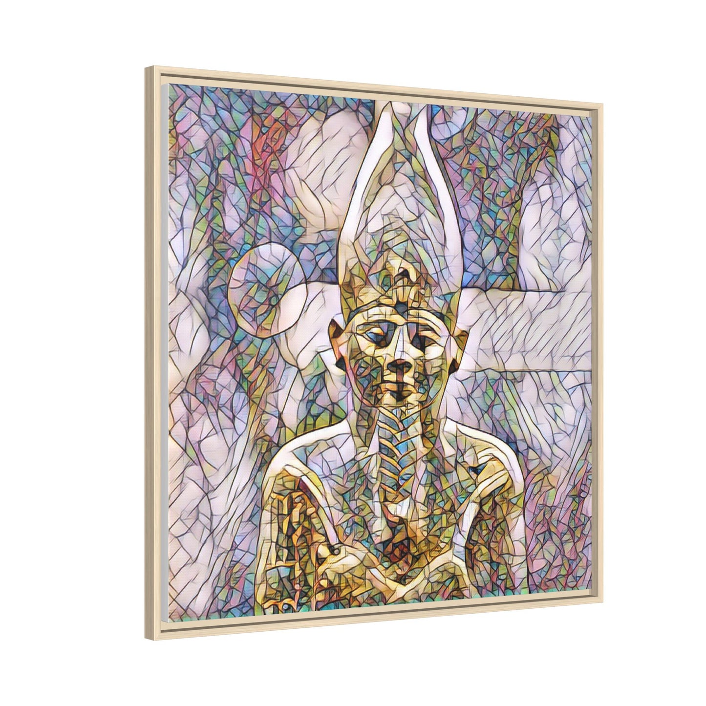 Egyptian Pharaoh Stained-Glass Style Matte Canvas Print, Framed
