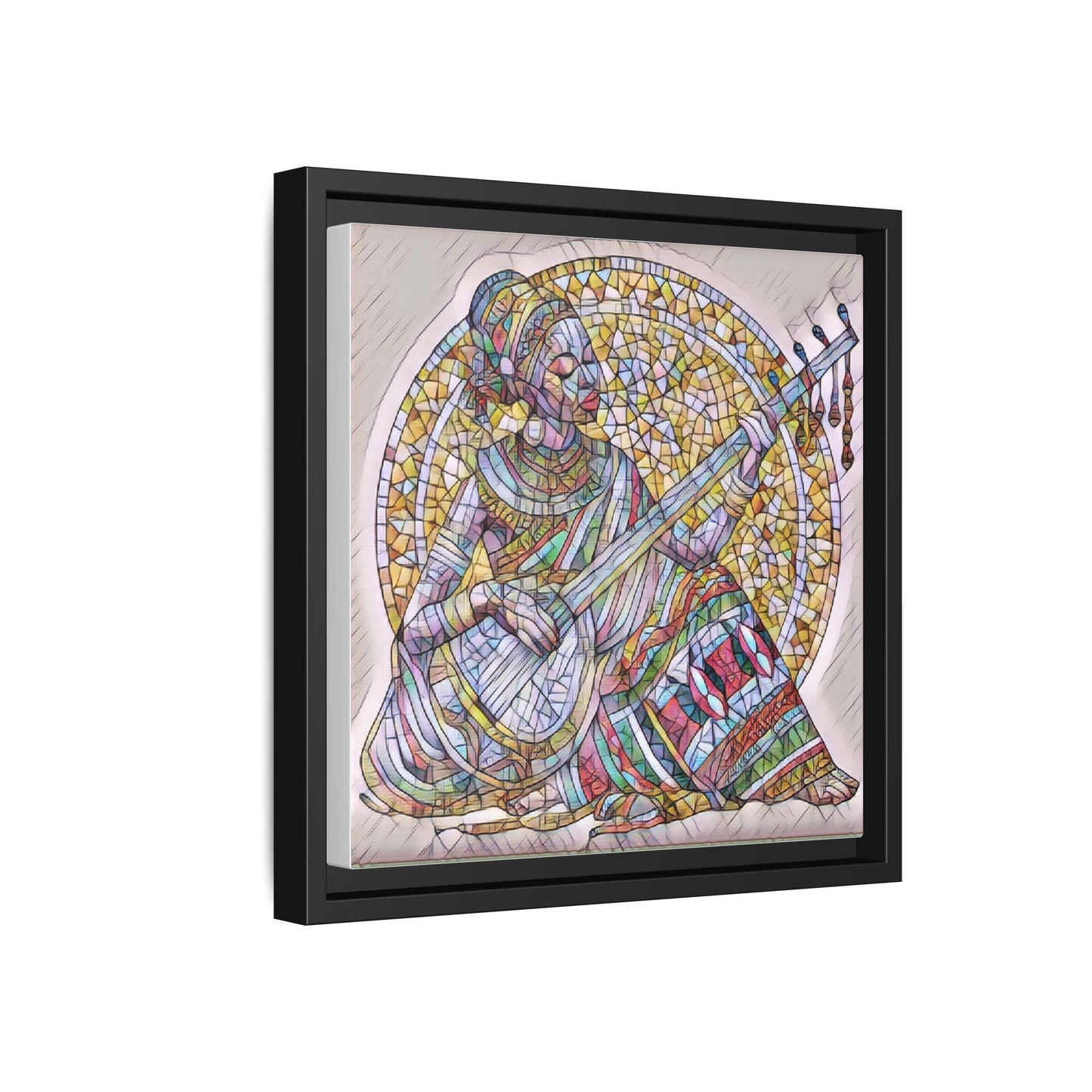 Framed Canvas Art - Colorful Mosaic Musician Wall Decor