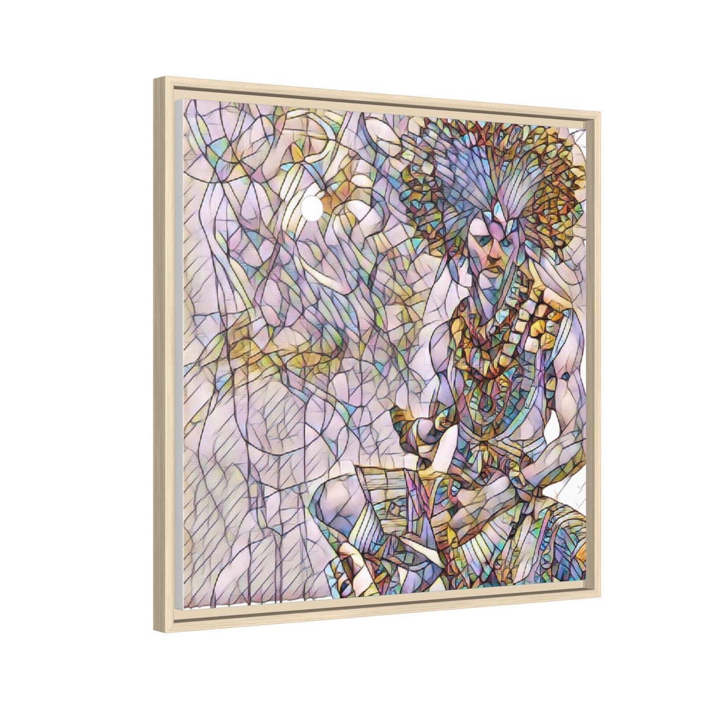 Framed Matte Canvas Art — Colorful Tribal Warrior Illustration