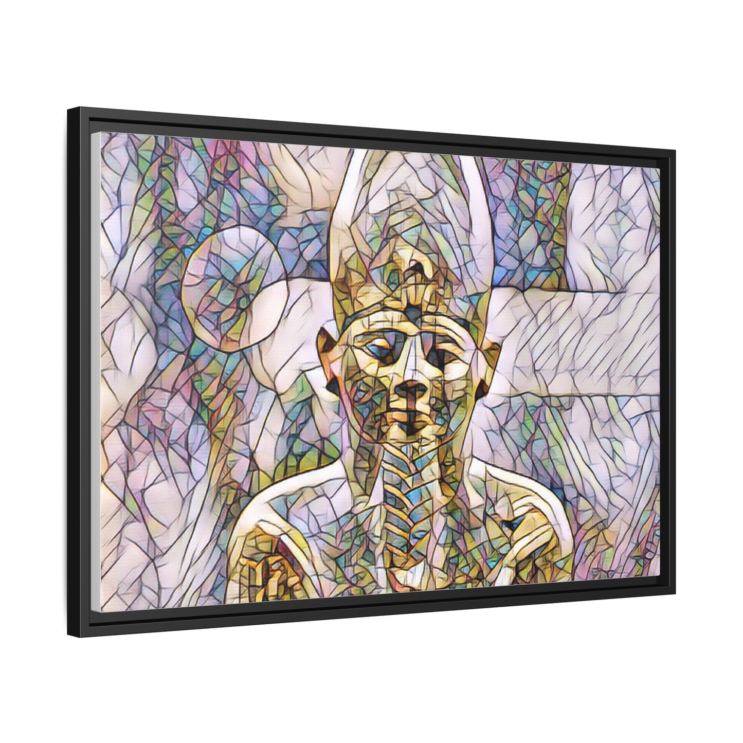 Egyptian Pharaoh Stained-Glass Style Matte Canvas Print, Framed