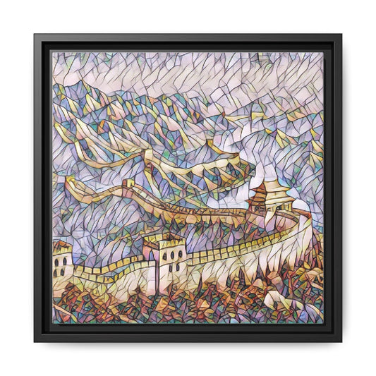 Framed Matte Canvas - Stained Glass Great Wall Landscape Art
