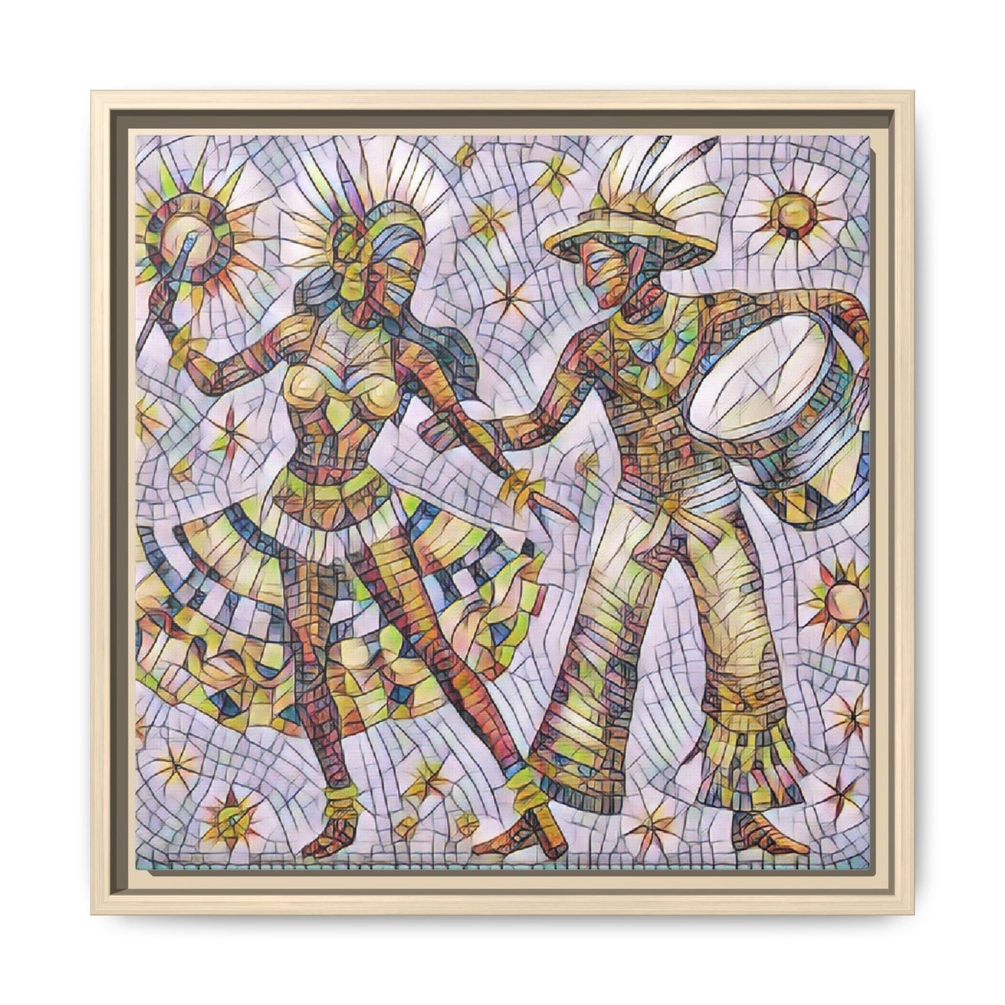 Carnival Dancers Framed Canvas Art – Colorful Samba Couple Print